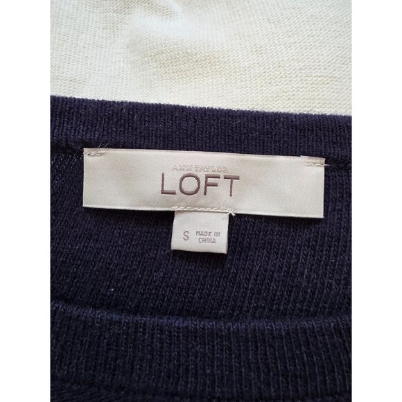 Loft Striped Color Block Soft Knit Dolman Sleeve Sweater Top - Picture 6 of 9